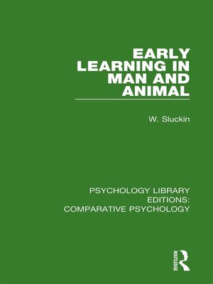 cover image of Early Learning in Man and Animal